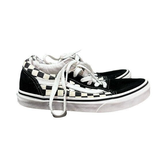 Vans Old Skool Black & White Checkerboard Canvas & Suede Sneakers 3.5 - Picture 3 of 7
